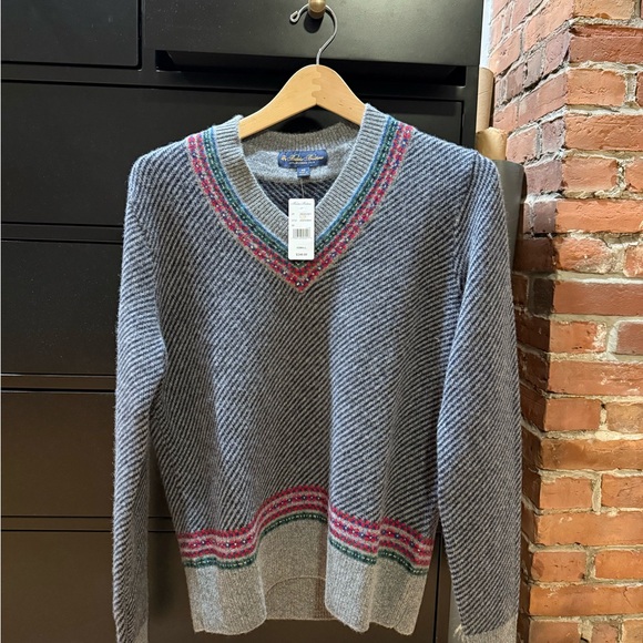 Lambswool Jacquard Tennis Sweater - Picture 5 of 7